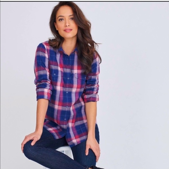 UNTUCKit Tops - UNTUCKit Blue and Pink Polo Collar Button Down Shirt